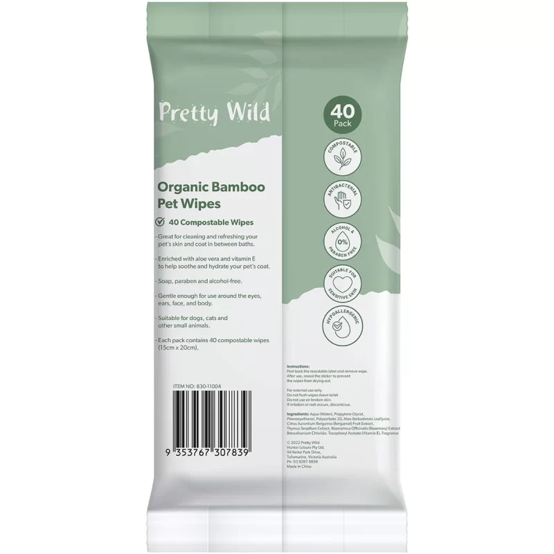 Organic Pet Wipes 40pk